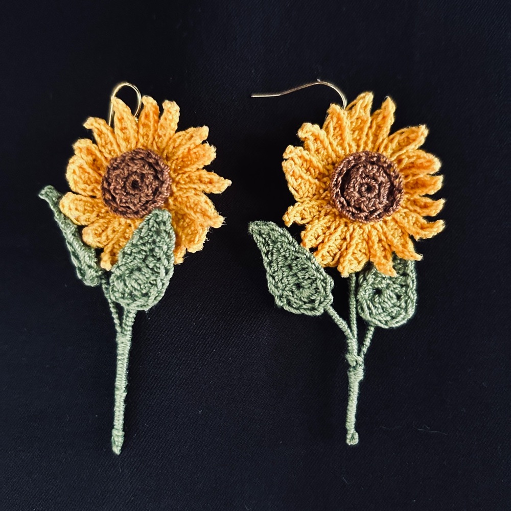 Sunflower Crochet Earrings